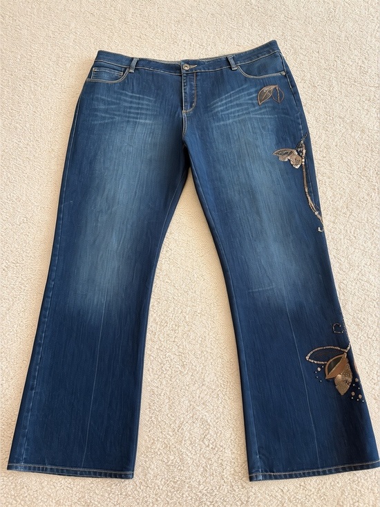 Coldwater Creek Denim - Coldwater Creek Blue Embroidered Flare Jeans with Butterfly Accents